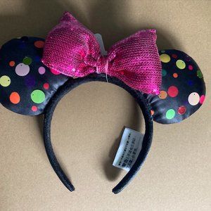 Disney Parks Minnie Mouse Multi Color Polka Dot Ear Headband New with Tags